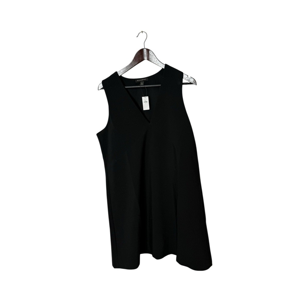 BANANA REPUBLIC V-neck Bi-Stretch Mini Shift Dress size 12‎ Black